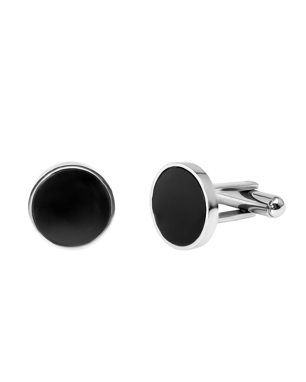 The Jewellery Stockroom Black Acrylic Circle Cufflinks