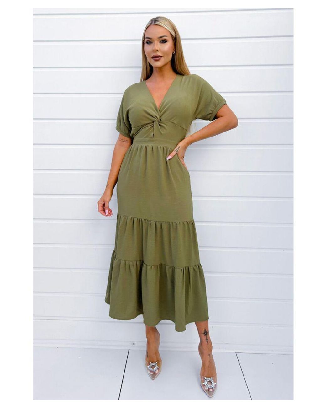 AX Paris Metallic Twist Front Maxi Smock Dress