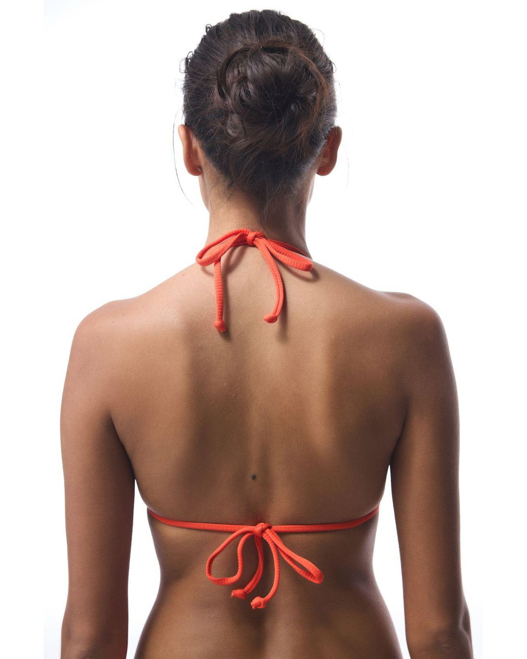 Penti Red Solid Ribbed Triangle Halter Bikini Top