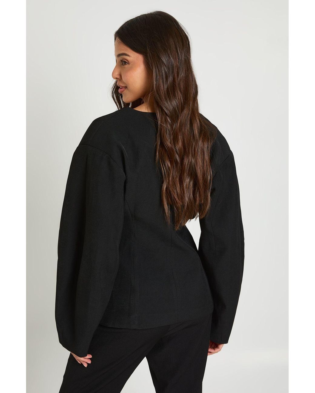Boohoo Black Trim Barrel Sleeve Blazer