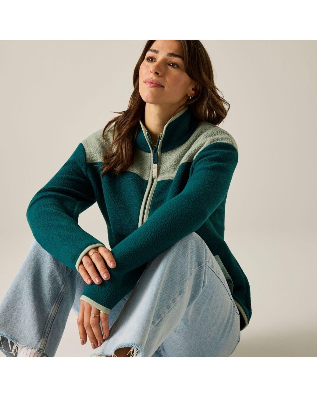 Regatta Green Ladies Frankie Borg Full Zip Fleece Jacket (Deep Pine/Glacier)