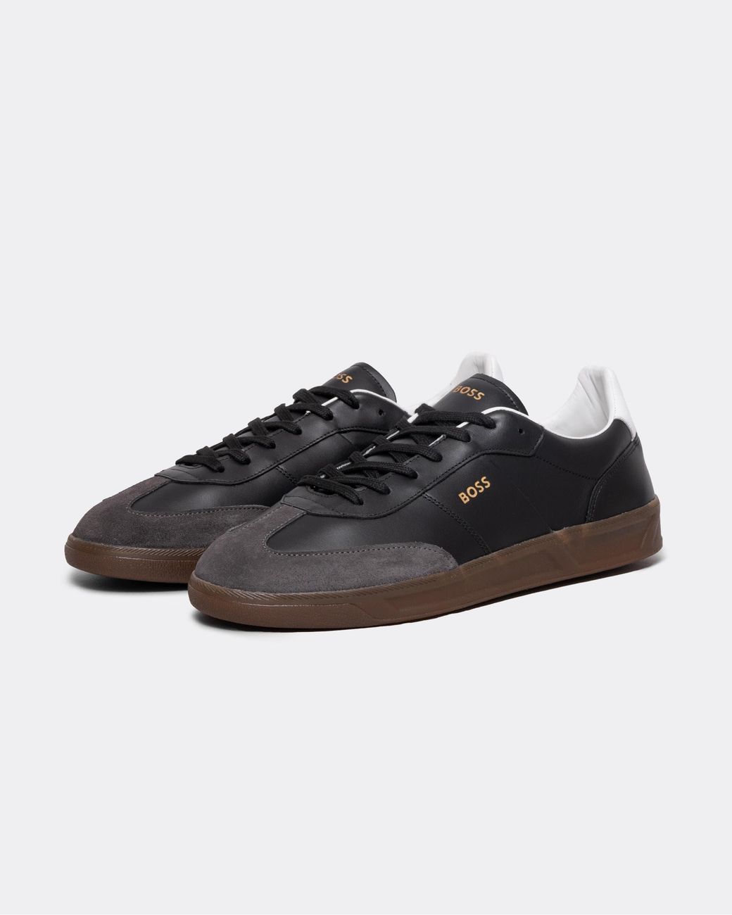 Boss Black Brandon Leather And Suede Trainers With Embossed Logos for men