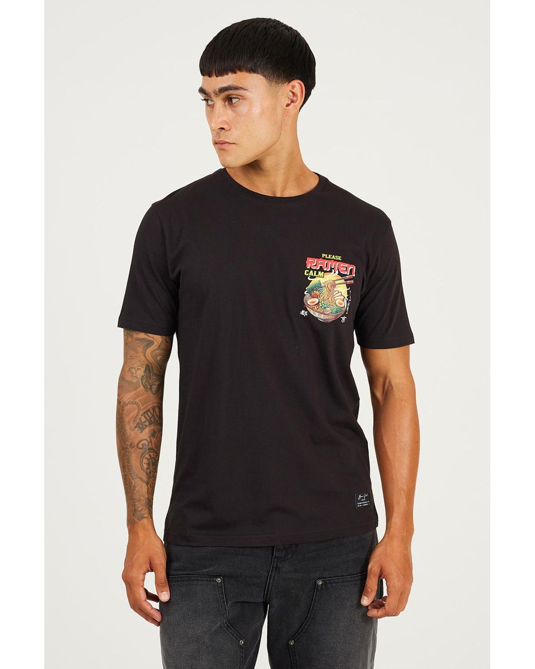 Brave Soul Black Cotton Jersey Graphic T-Shirt for men