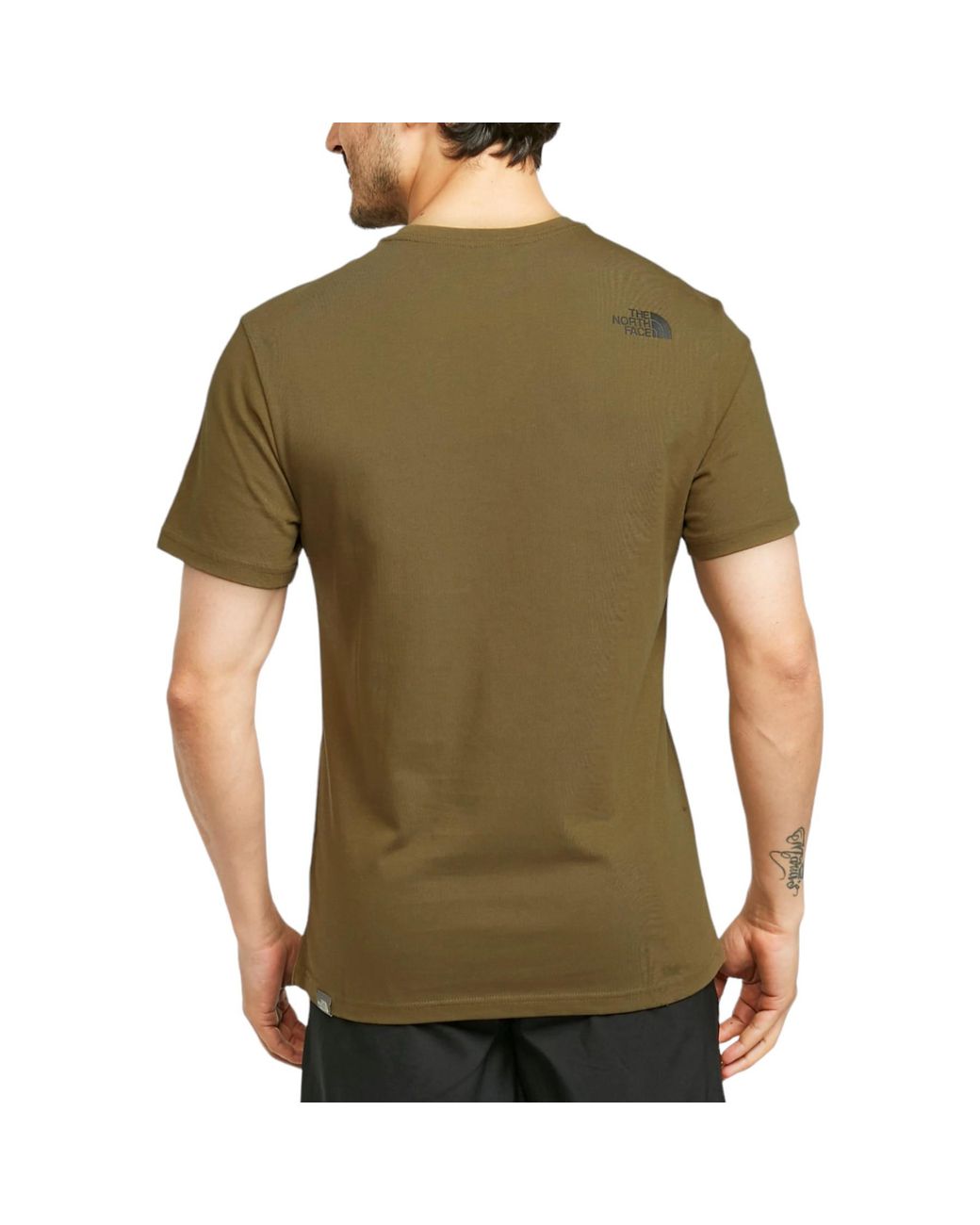 The North Face Green T Shirts Woodcut Dome Short Sleeve Crew Neck Soft Cotton Tee for men