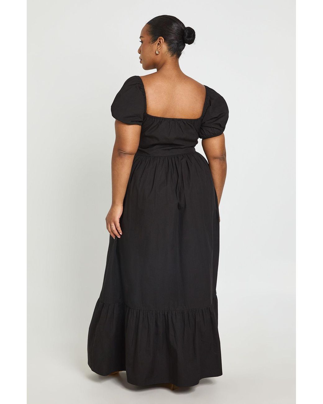 Boohoo Black Plus Bardot Bagged Out Sleeve Maxi Dress