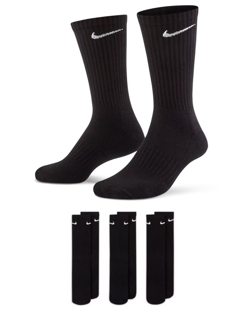 Nike Black Everyday Cushion Crew Training Socks 3 Pairs for men