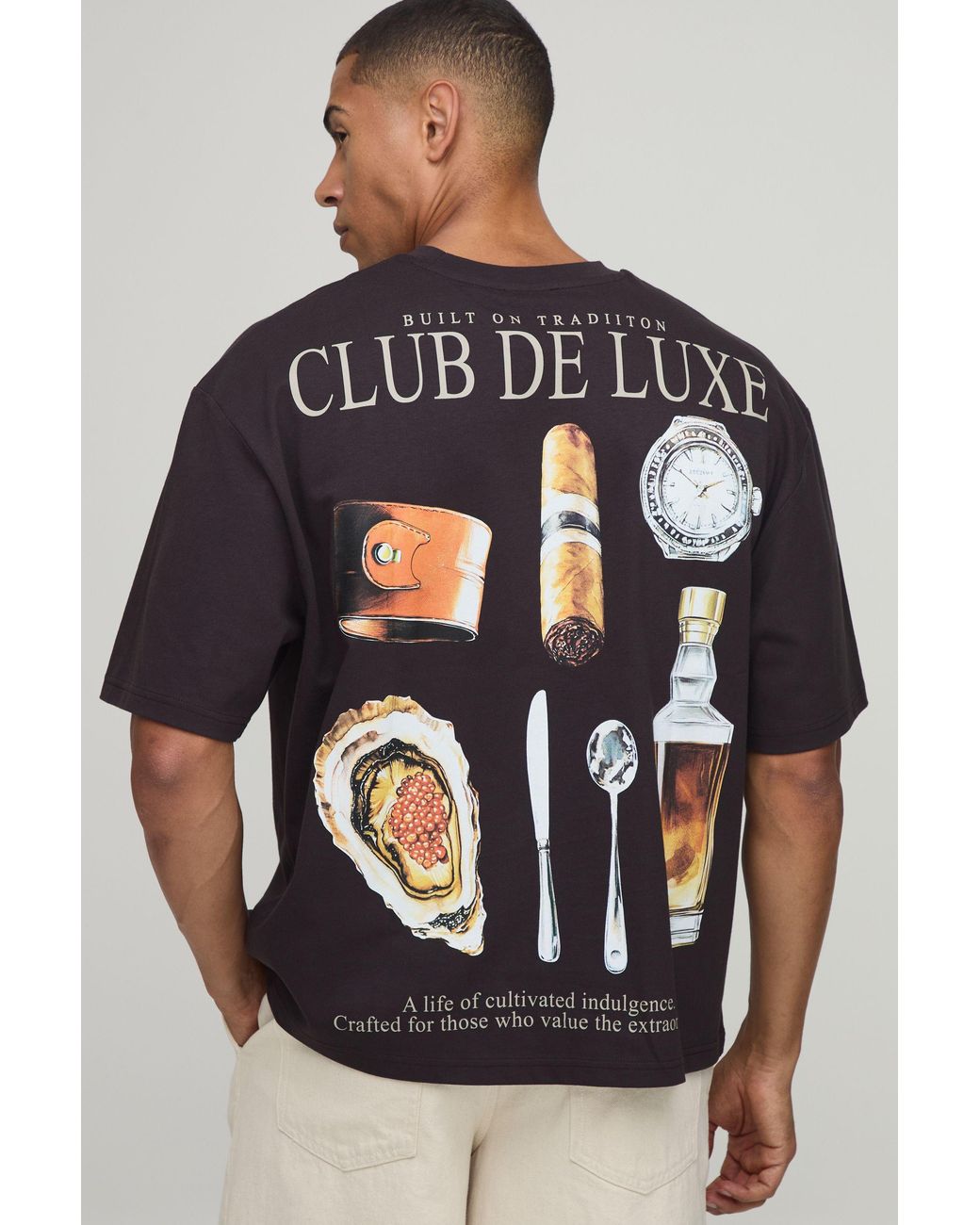 BoohooMAN Gray Oversized Club De Luxe T-Shirt for men
