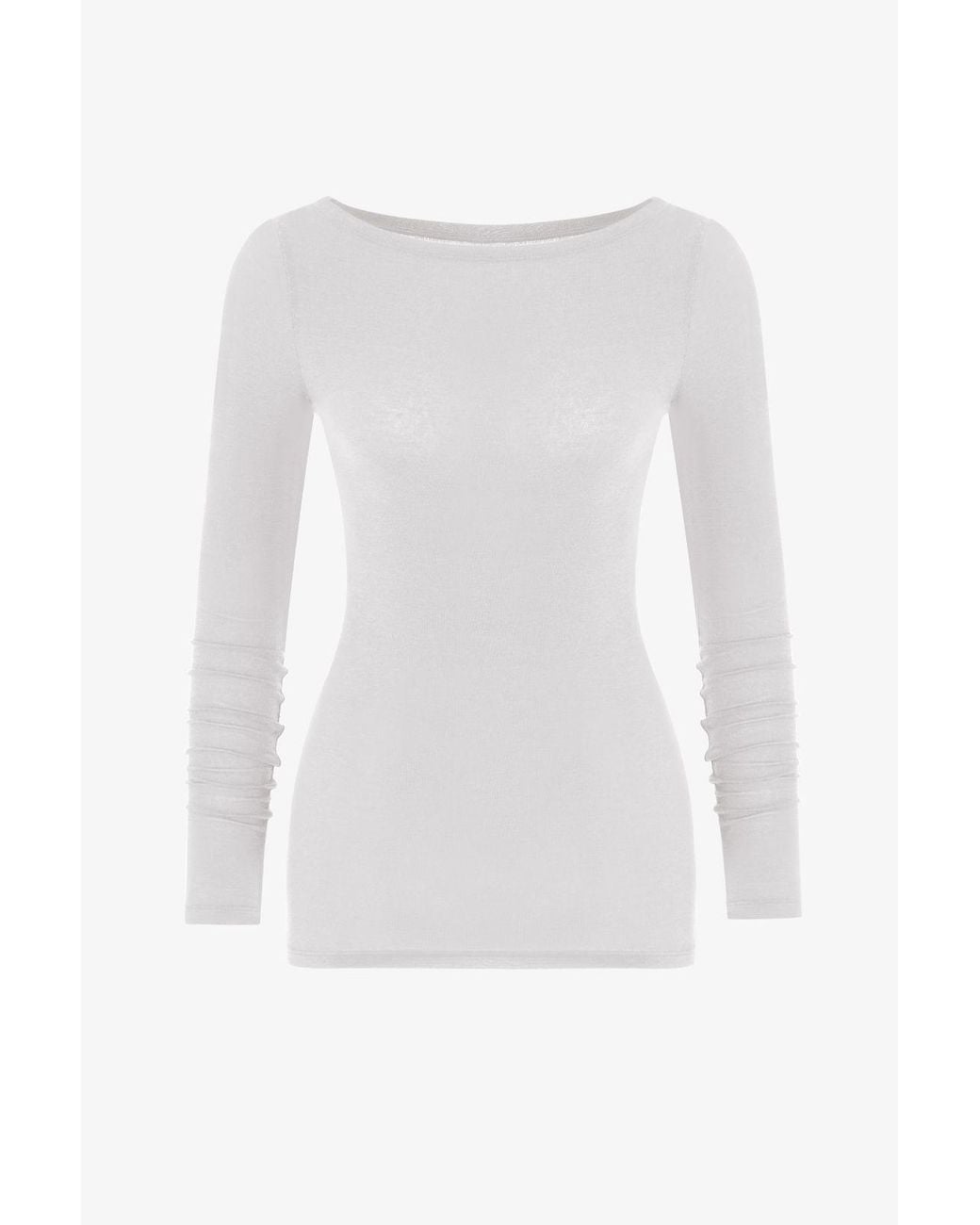 Penti White Clean Boat Neck Cashmere Long Sleeve Blouse