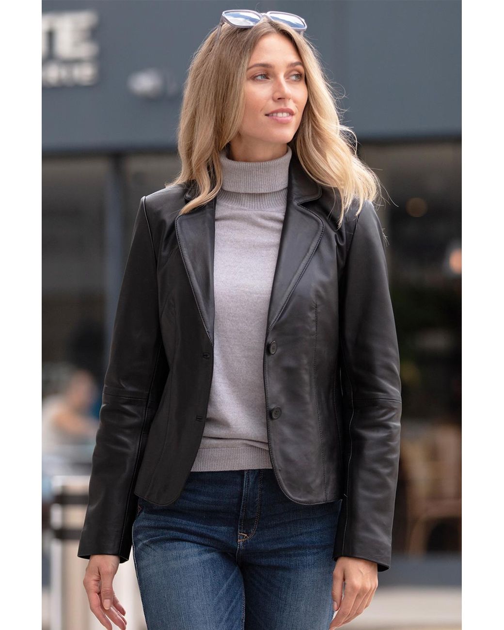 Ashwood Leather Black 'Angelica' Real Two Button Blazer