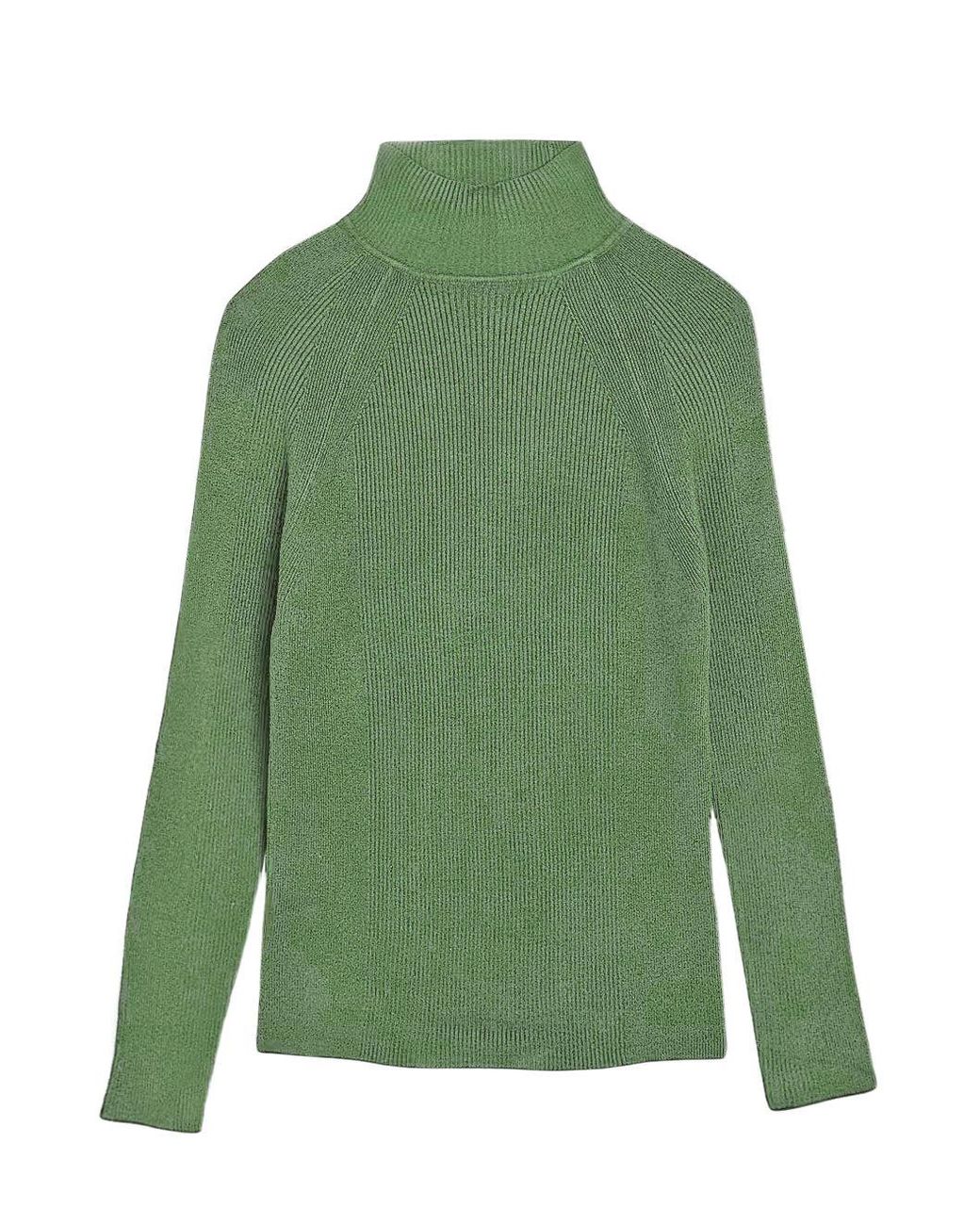 Secret Label Green Ribbed Turtle Neck Fine Knit Jumper