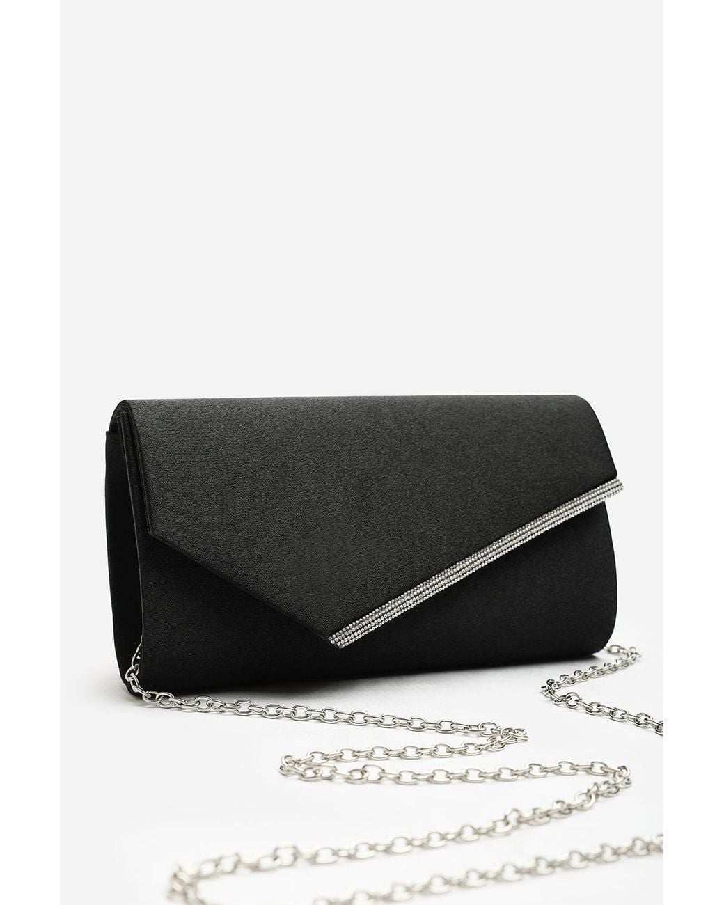 Where's That From Black Hivelle Envelope Clutch Bag With Diamante Detail