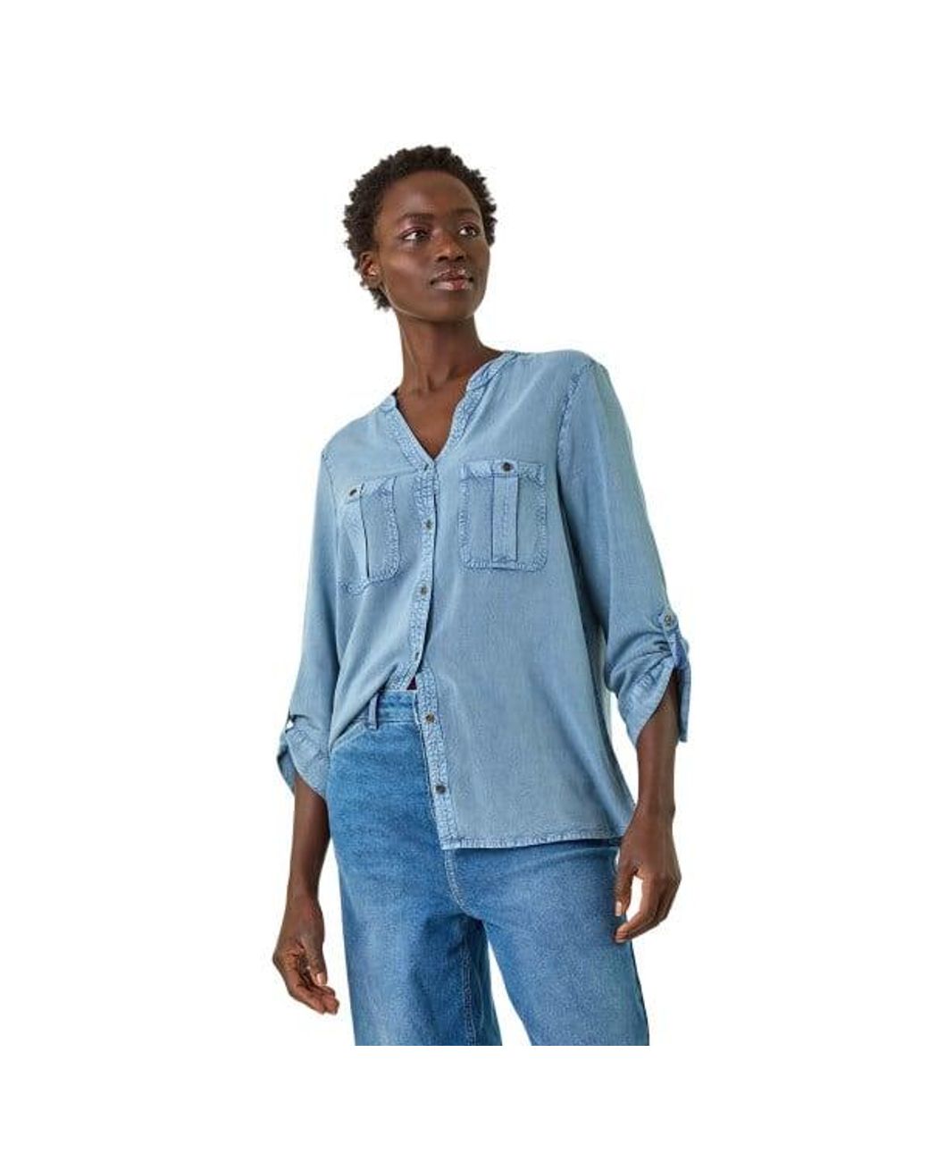 Roman Blue Buttoned Pocket Shirt
