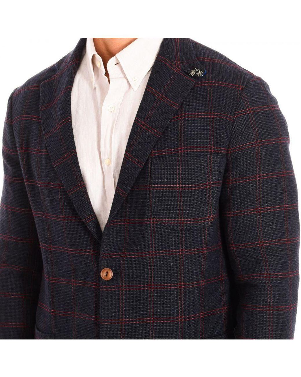 La Martina Black Long Sleeve Regular Fit Blazer With Button Closure Tmj002-Jq036 for men
