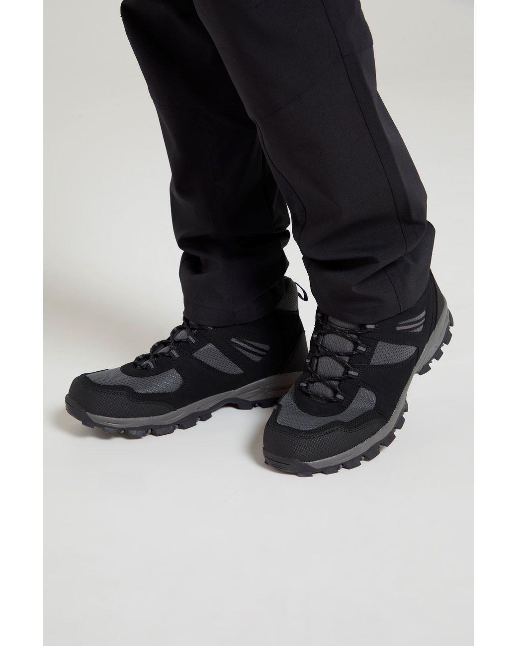 Mountain Warehouse Black 'Mcleod' Hiking Boots Eva Footbed Mesh Lined Lace Up Walking Shoes for men