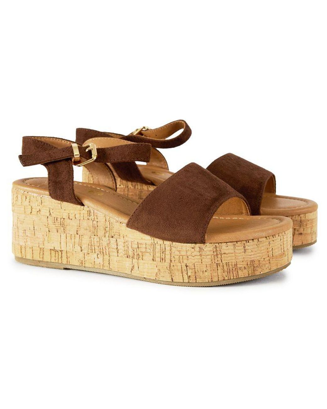 V.Gan Brown Vegan Gotu Cork Wedge Sandals