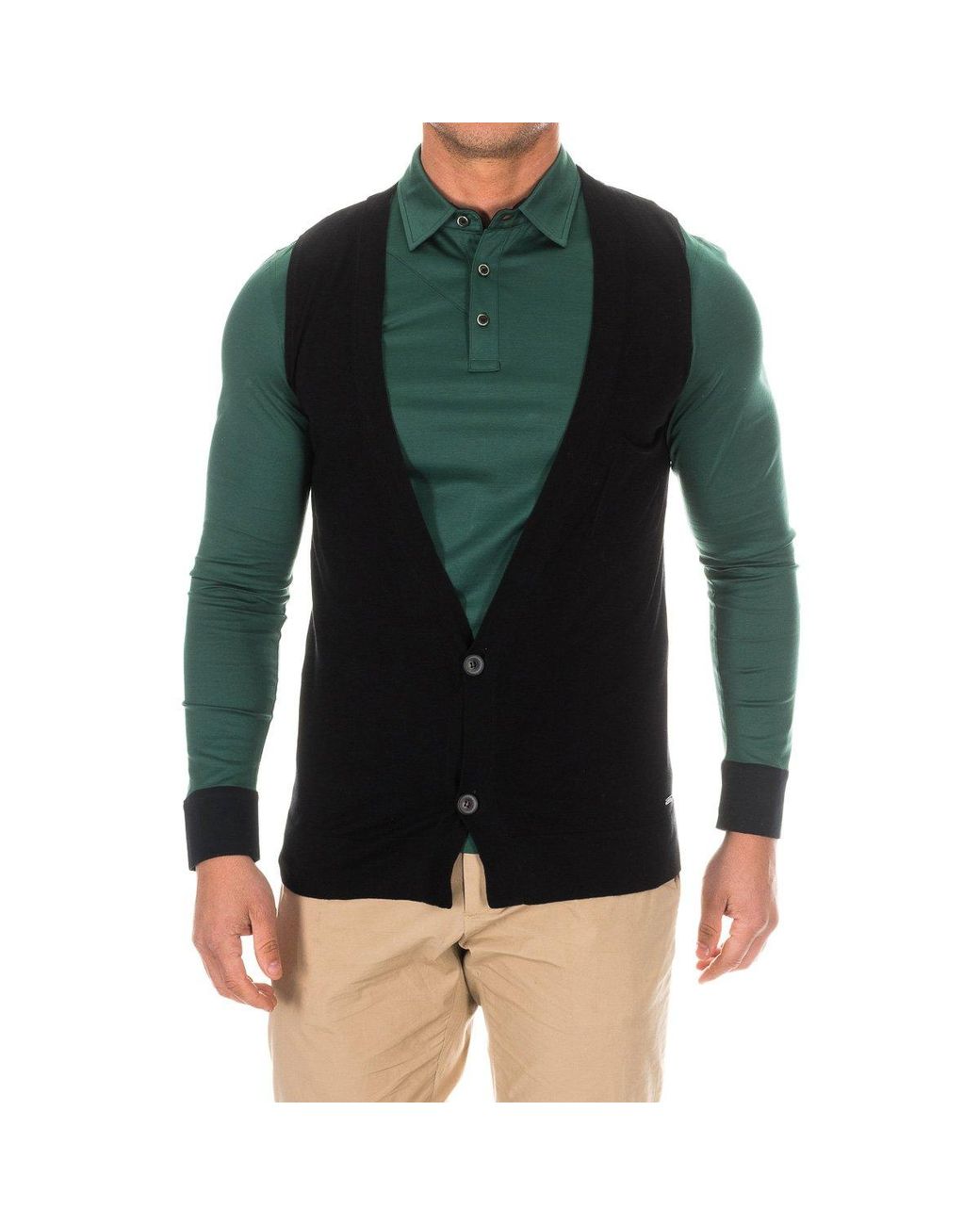 Armand Basi Herenvest Met V-Hals En Knoopsluiting Beh0224 in het Green voor heren