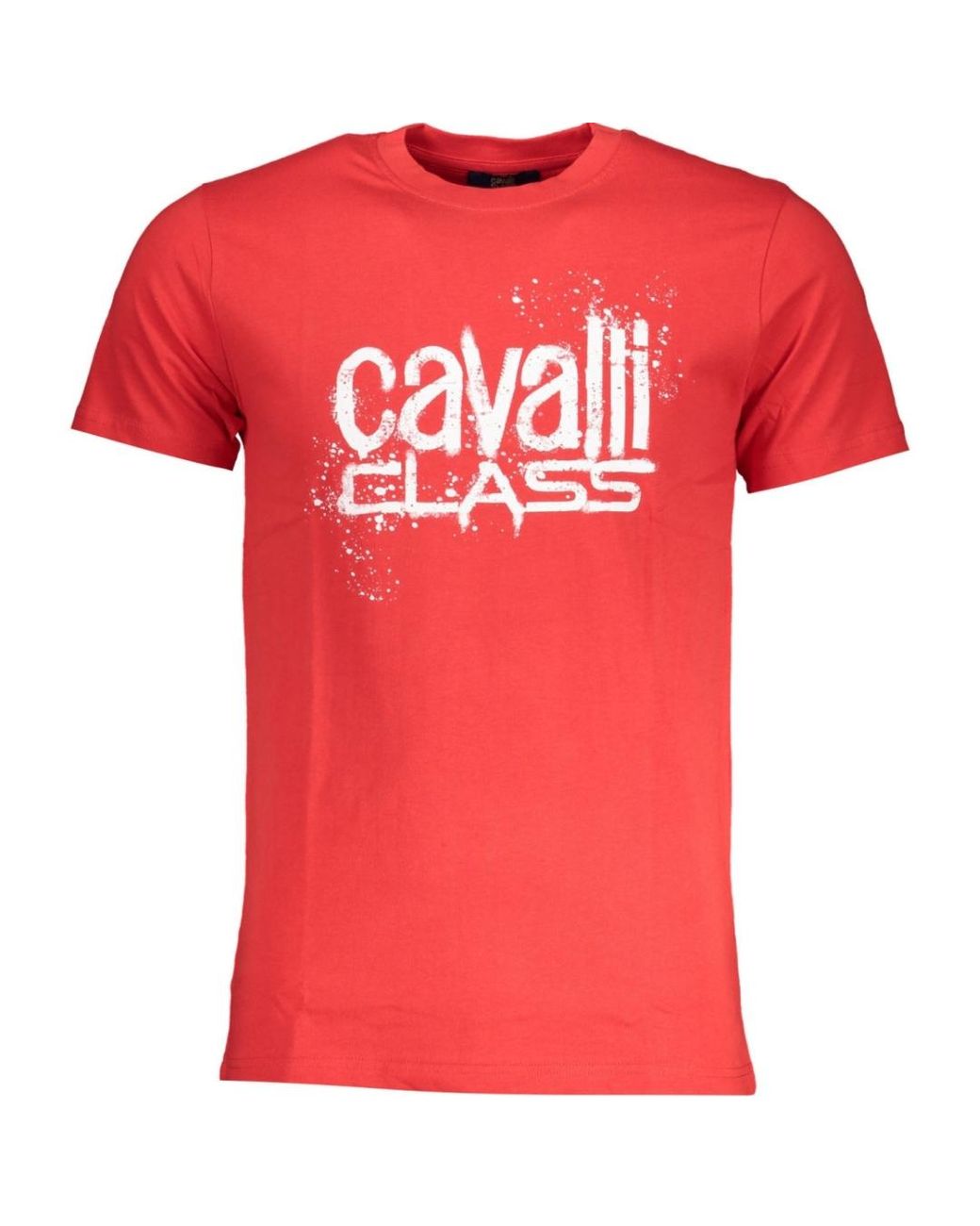 Roberto Cavalli Red Paint Splatter Logo T-Shirt for men