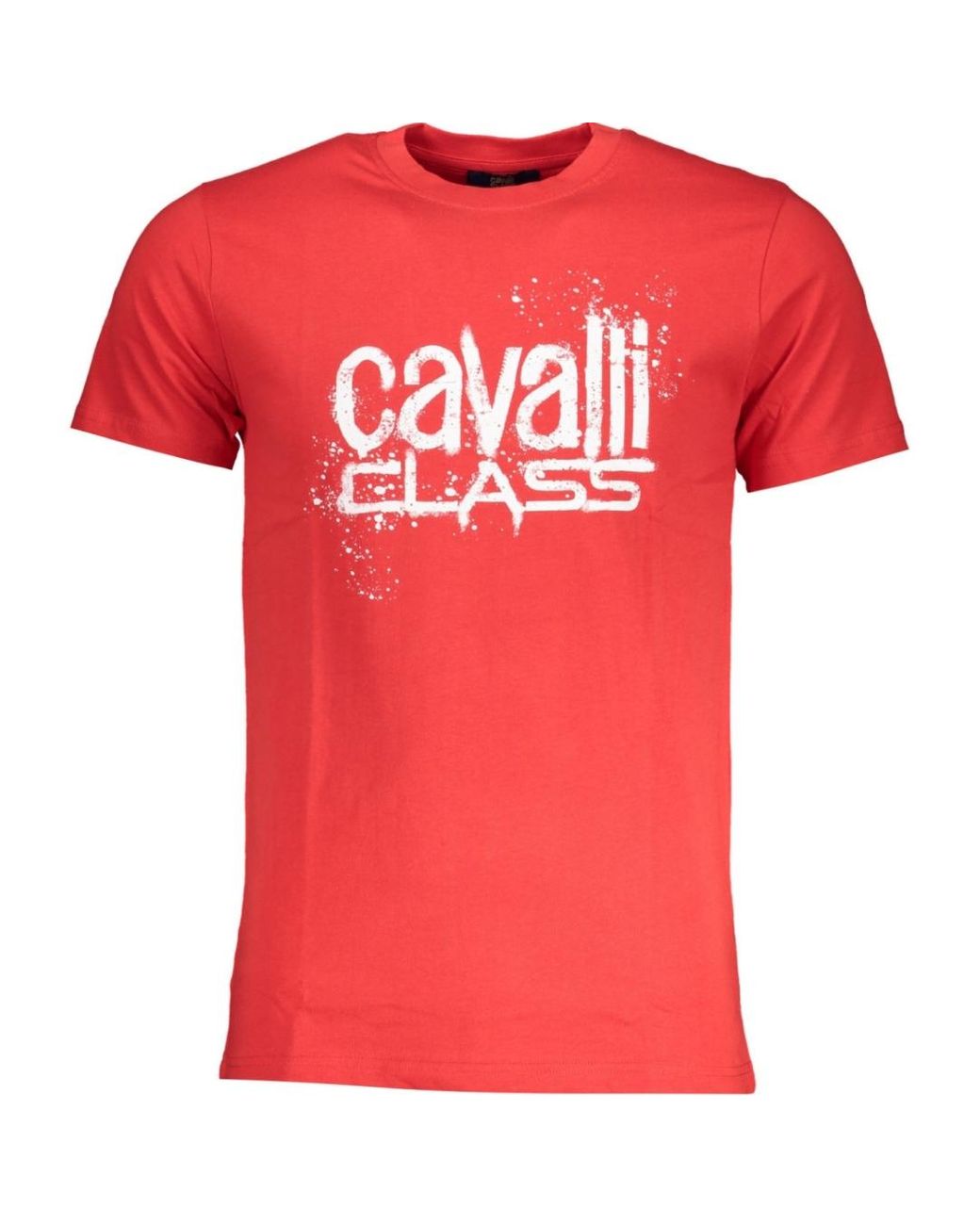 Roberto Cavalli Red Paint Splatter Logo T-Shirt for men