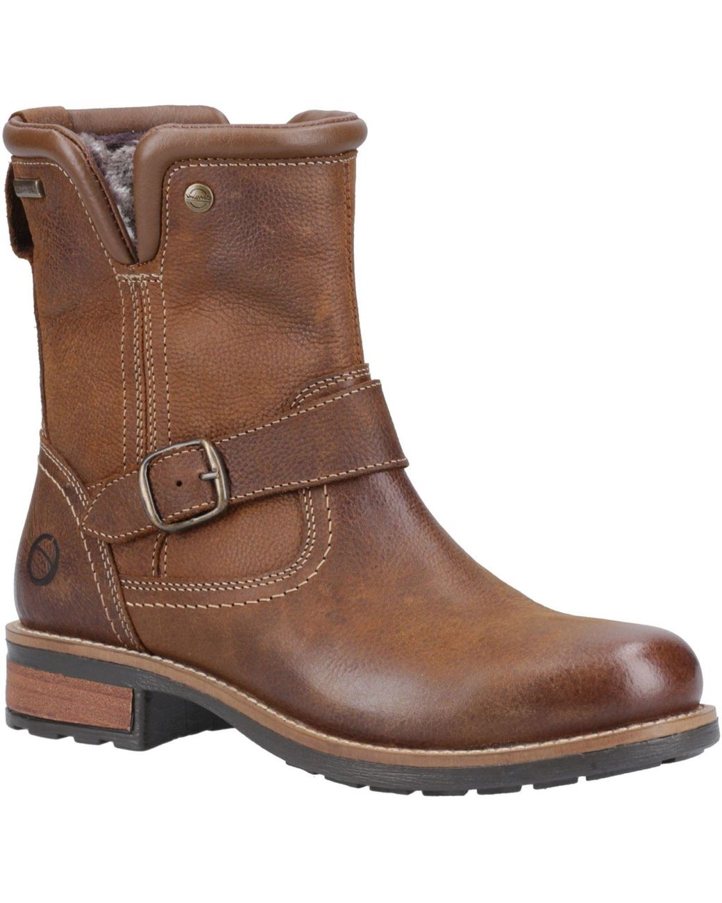 Cotswold Brown Kinsham Leather Winter Mid Calf Boots