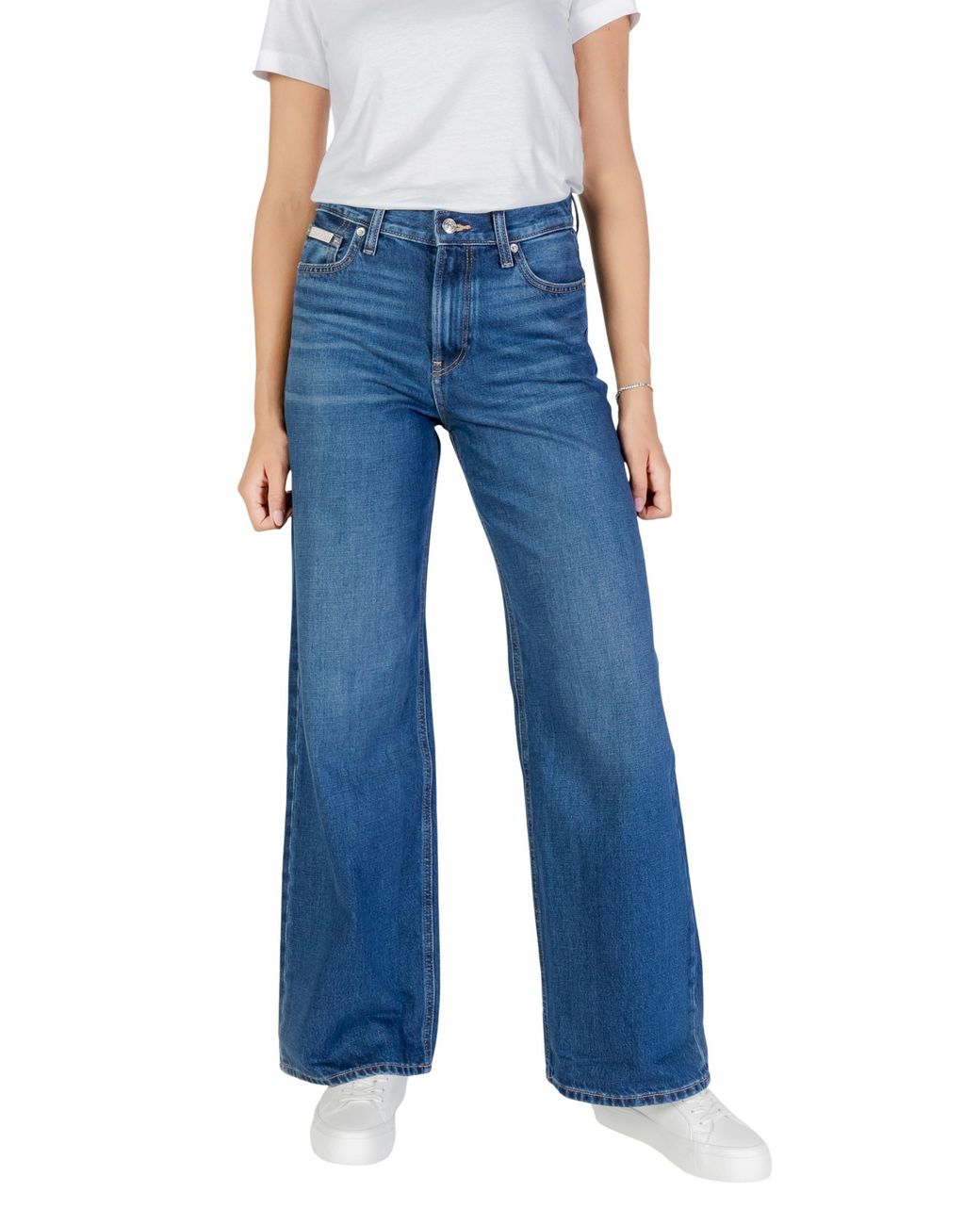 Calvin Klein Blue Wide Leg Denim Pants