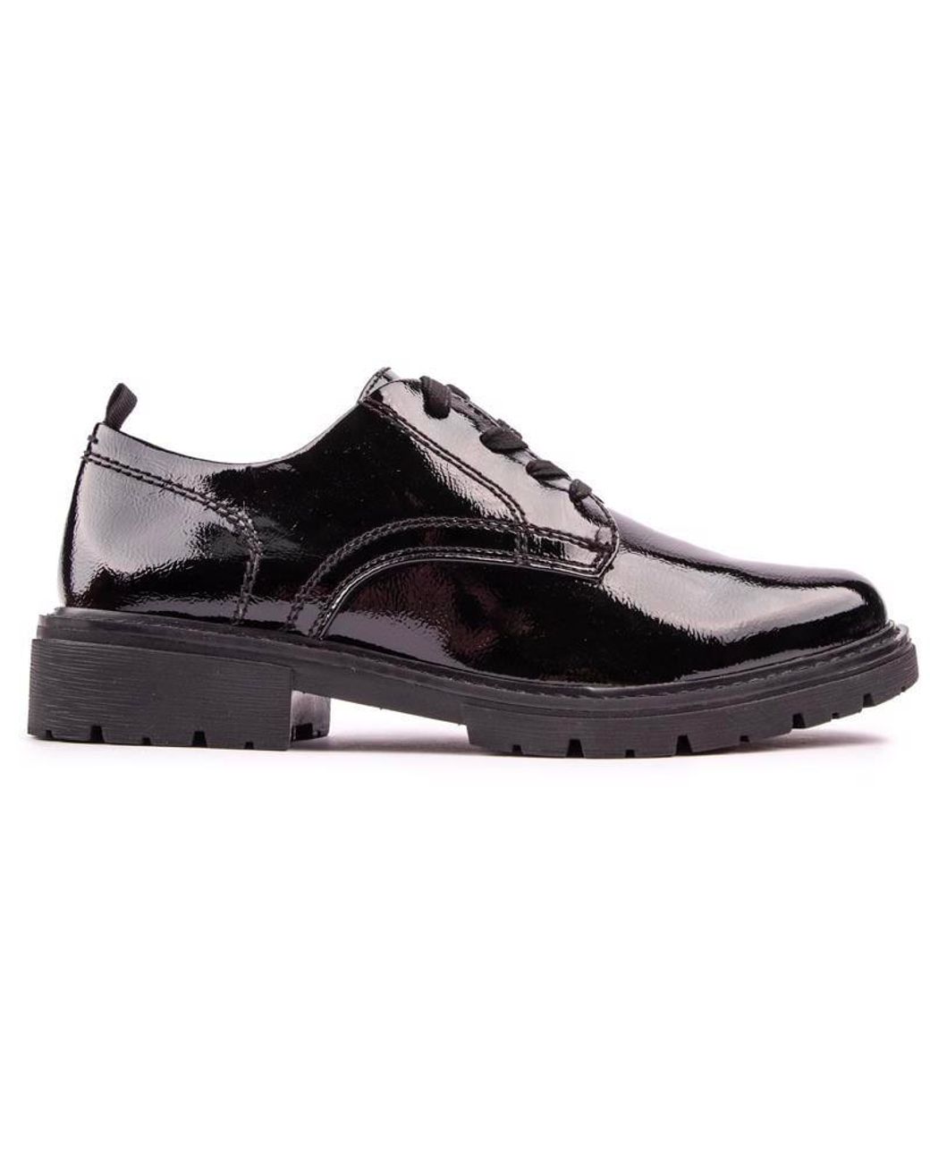 Jana Black Patent Derby Shoes