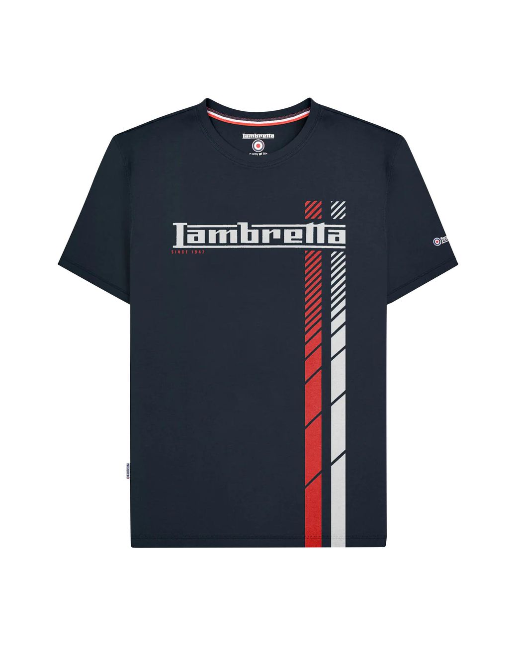 Lambretta Blue Ss25 Racing Stripe T-Shirt Cotton for men