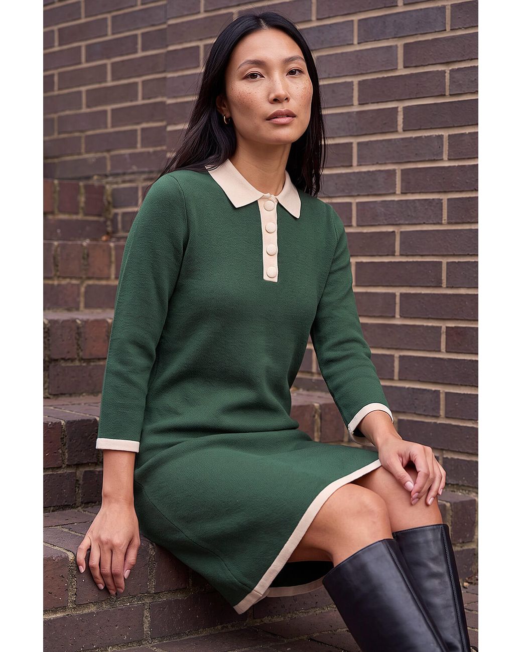 Roman Green Button Detail Knitted Dress