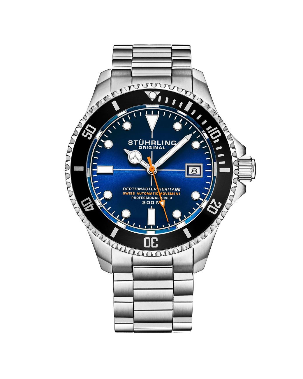 Stuhrling Gray Swiss Automatic Depthmaster Heritage 42Mm Diver for men