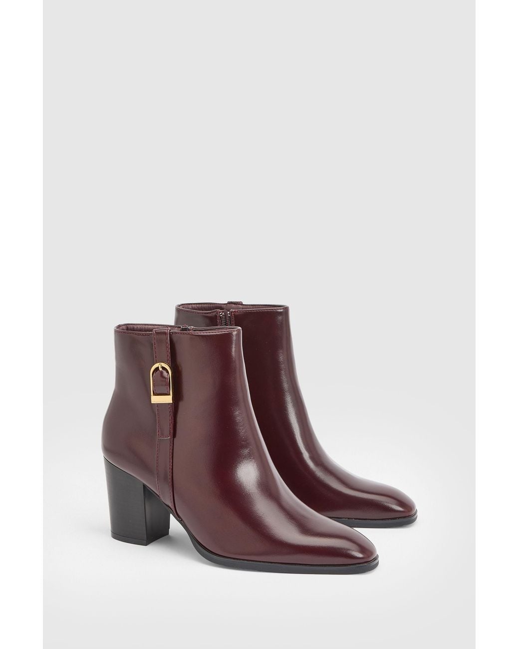Wallis Purple Sophie Faux Leather Buckle Detail Ankle Boots