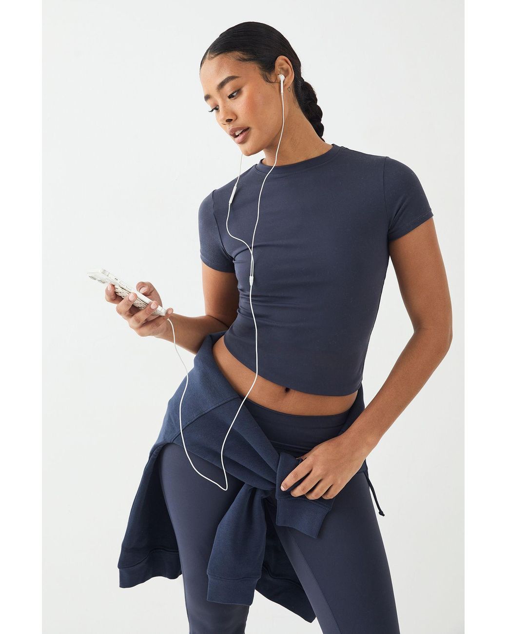 DSGN Studio Blue Sculpt Short Sleeve Top