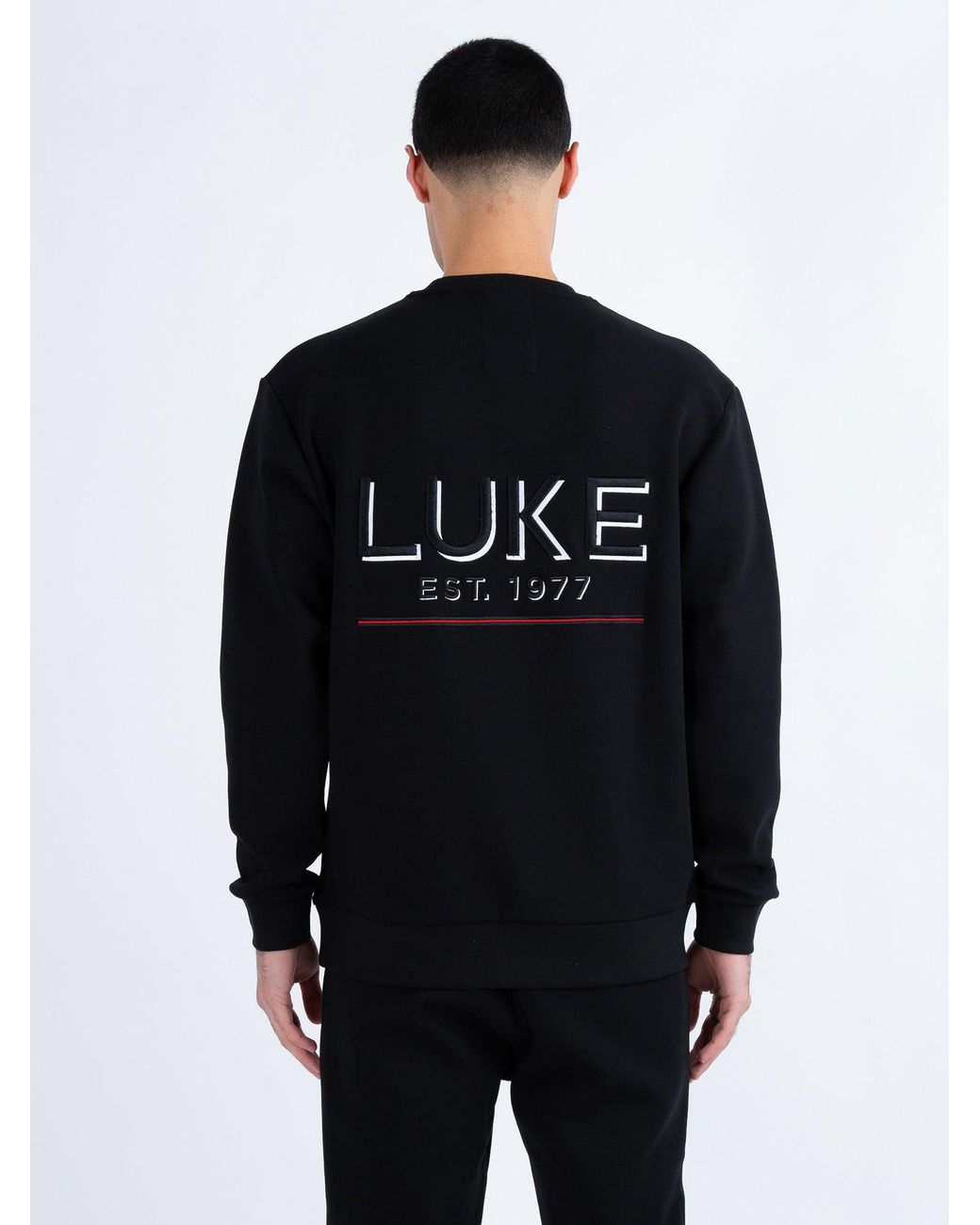 Luke 1977 Black Elevate 3D Text Premium Sweatshirt for men