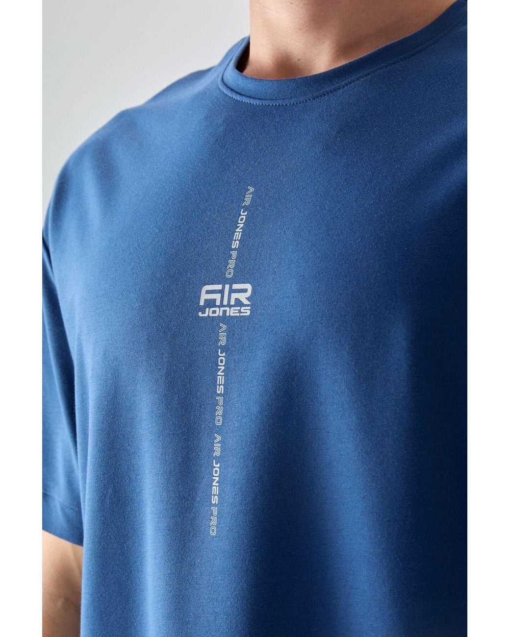 TOMMY LIFE Blue Oversized Printed Crew Neck T-Shirt for men