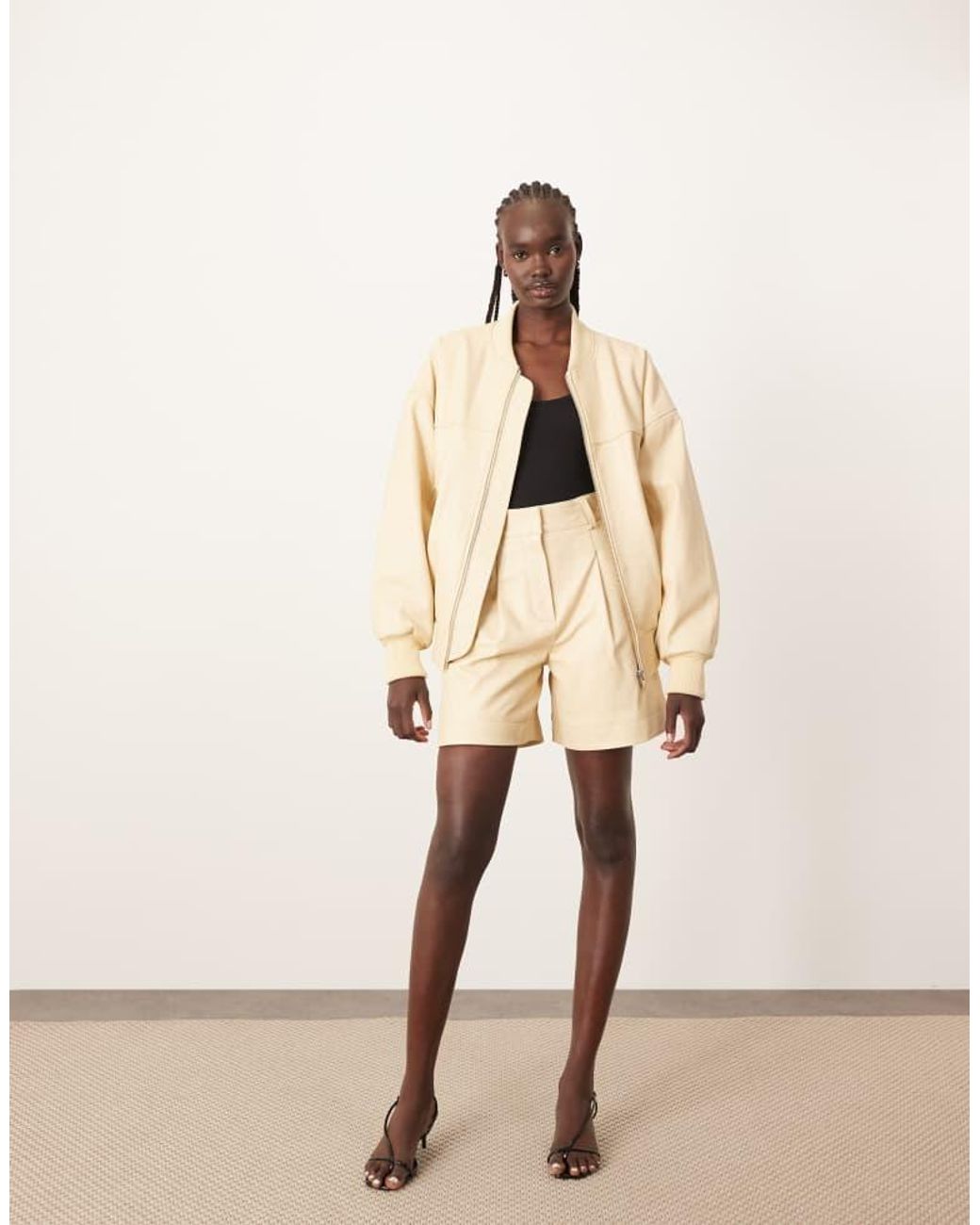 ARRANGE Natural Premium Leather City Shorts Co-Ord