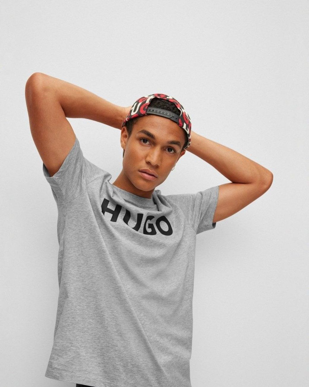 HUGO Gray Duivio Hort Eeve Crew Neck T-hirt for men
