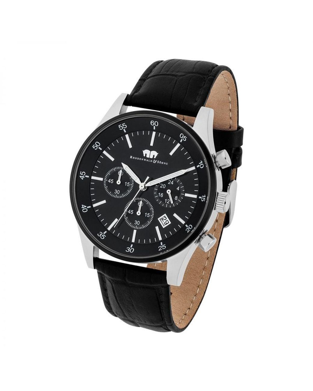 Rhodenwald & Söhne Black Stainless Steel Watch 45,0Mm for men