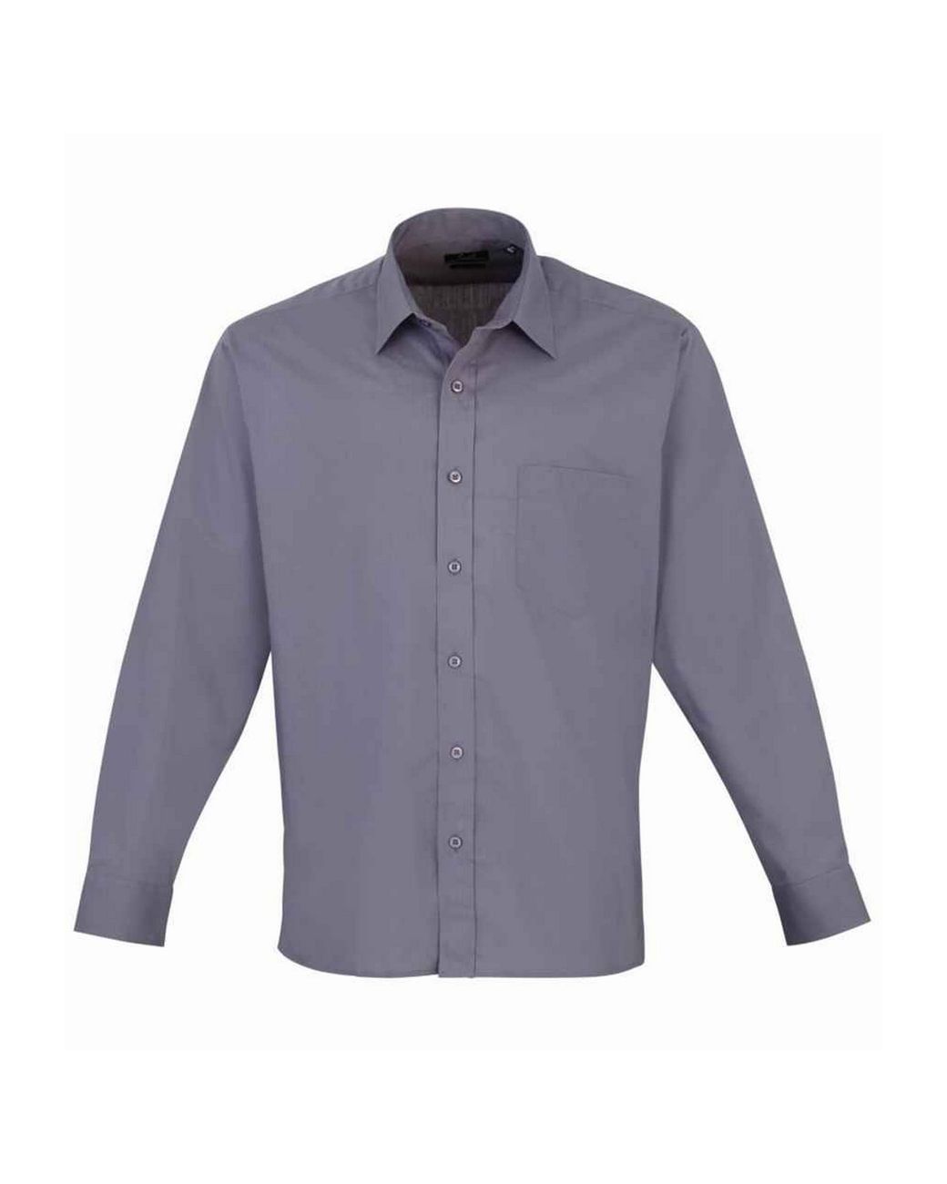 PREMIER Blue Poplin Long-Sleeved Shirt (Steel) for men