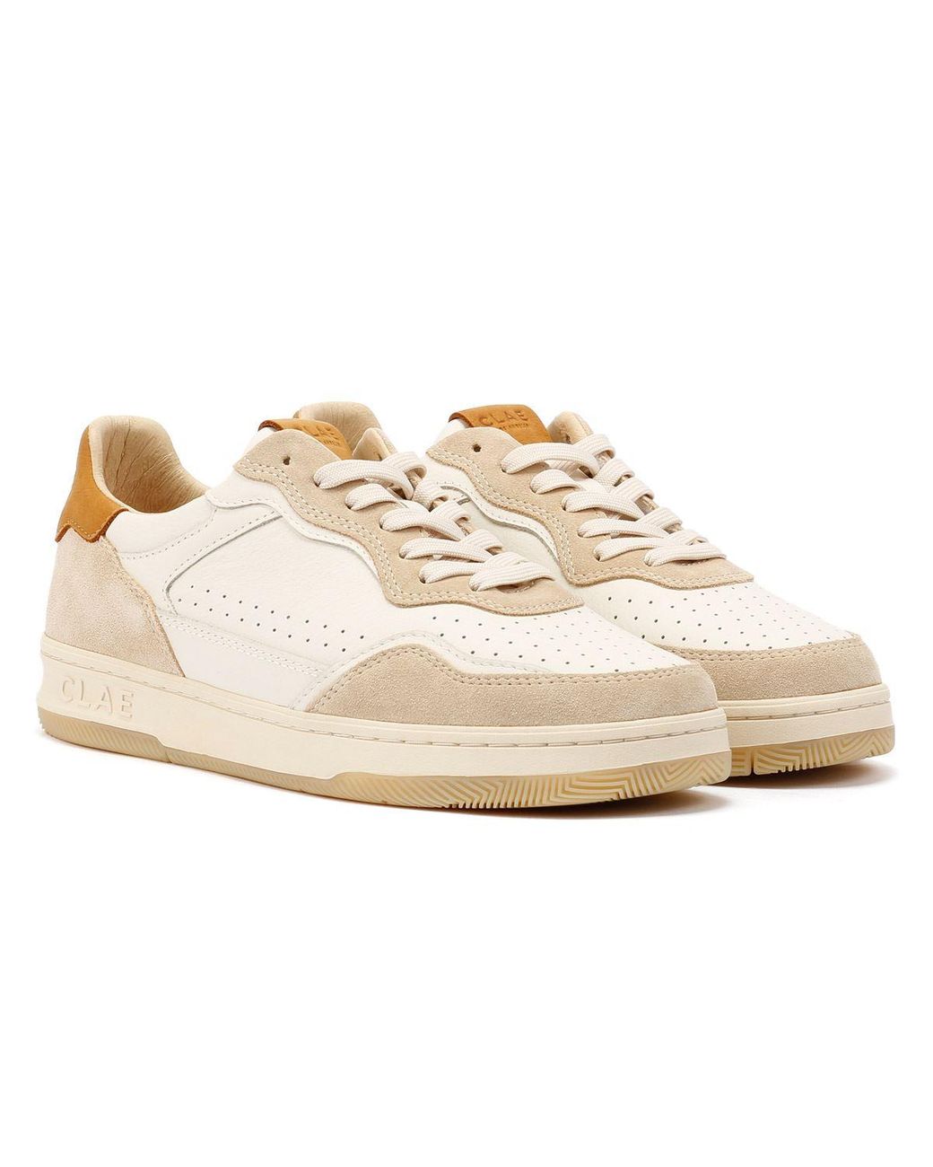 CLAE White Haywood Fog Leather Safari Trainers for men