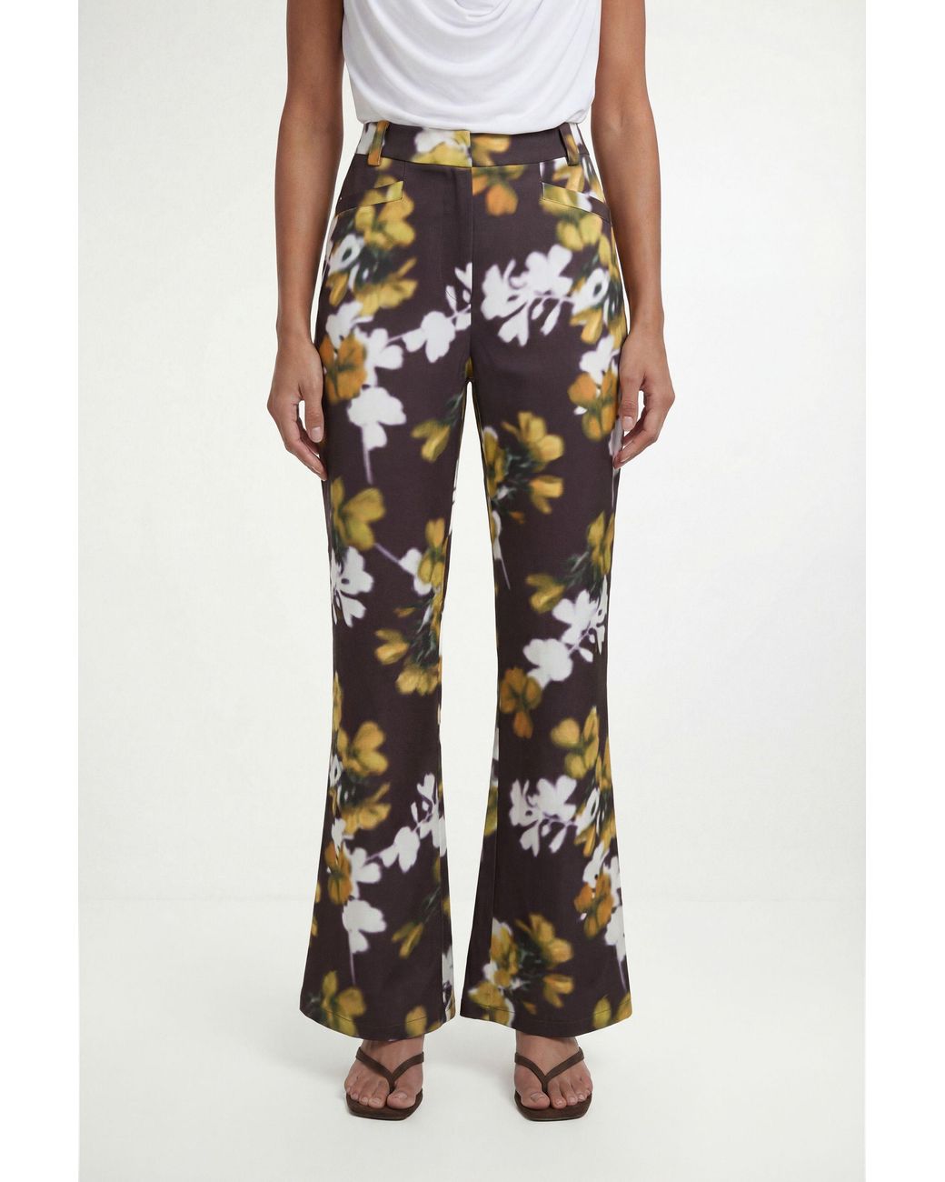 Wallis Black Satin Floral Wide Leg Trouser Co-Ord