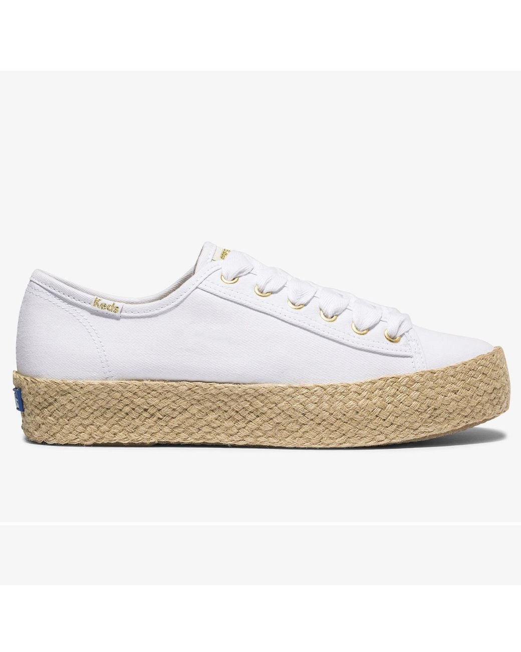 Keds White Triplekick Canvas Organic Cotton Cushiony Shoes With Softerra Footbed