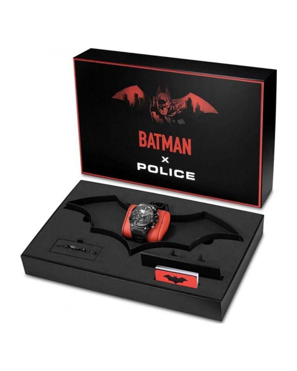 Police Black Batman Crusader Watch And Bracelet Gift Set for men