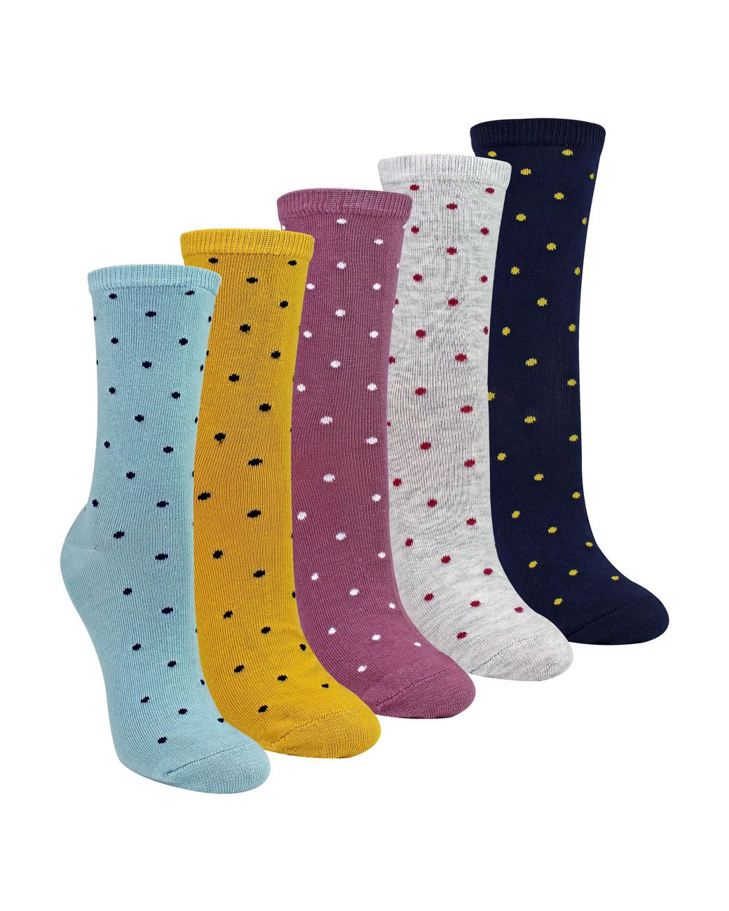 Sock Snob Blue 5 Pairs Ladies Multi Spot Socks