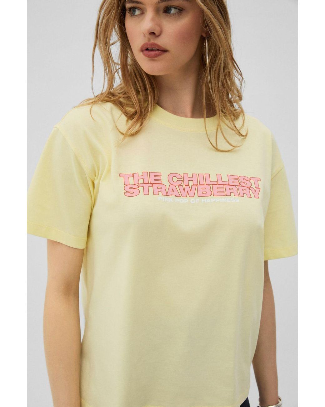 Grimelange White Crew Neck Printed T-Shirt