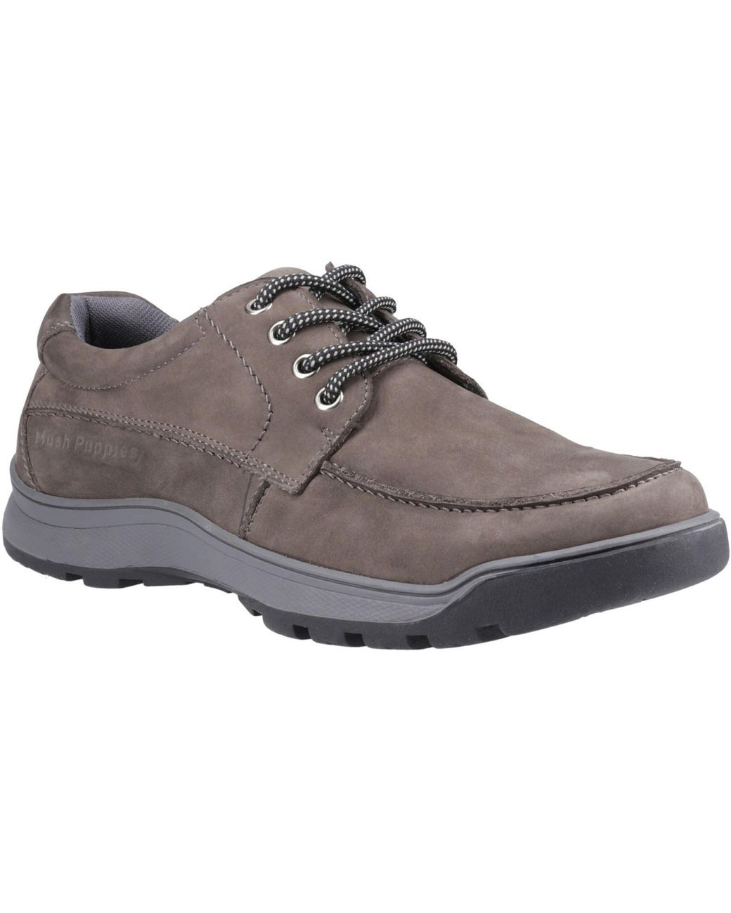 Hush Puppies Gray Tucker Lace Leather Nubuck Lace-Up Shoes for men