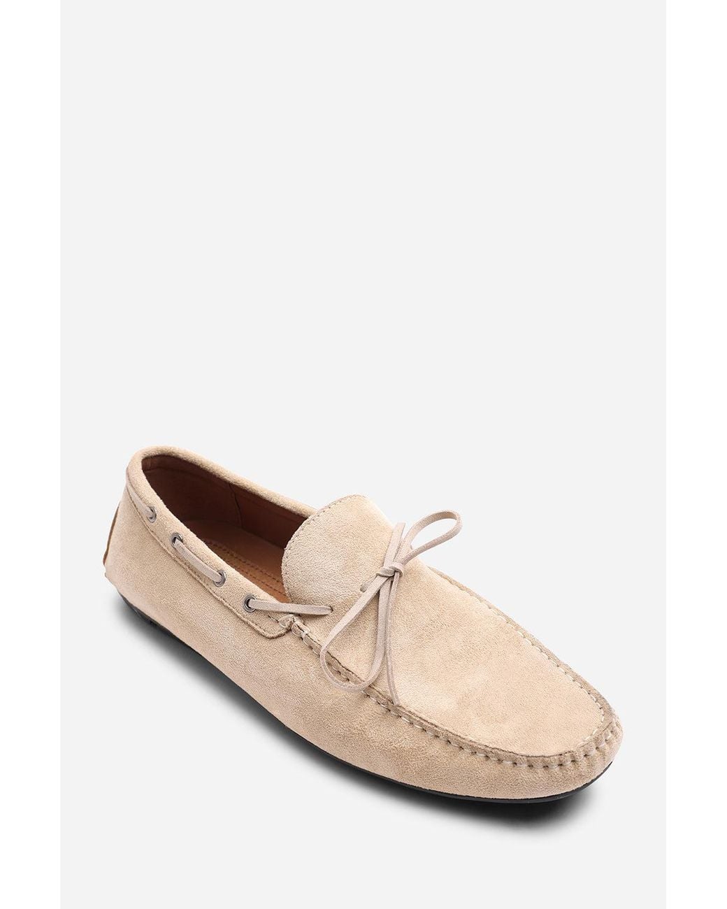 Where's That From White Carter Suede Slip On Lace Detail Loafer