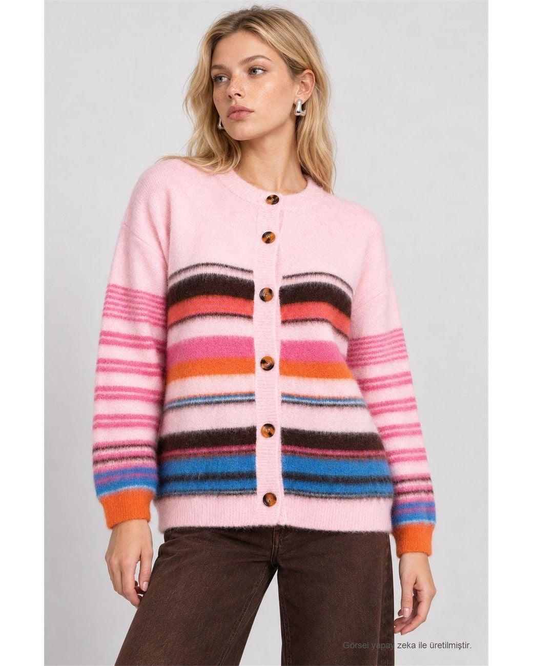 Happiness İstanbul Pink Regular Fit Long Sleeve Cardigan
