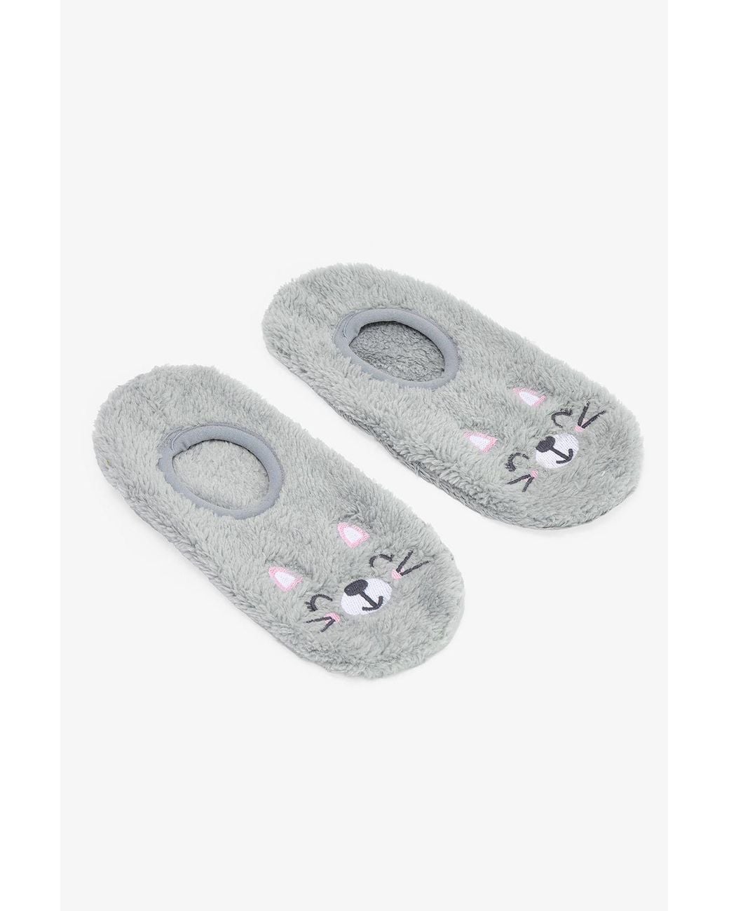 Penti Gray Embroidered Slipper Socks