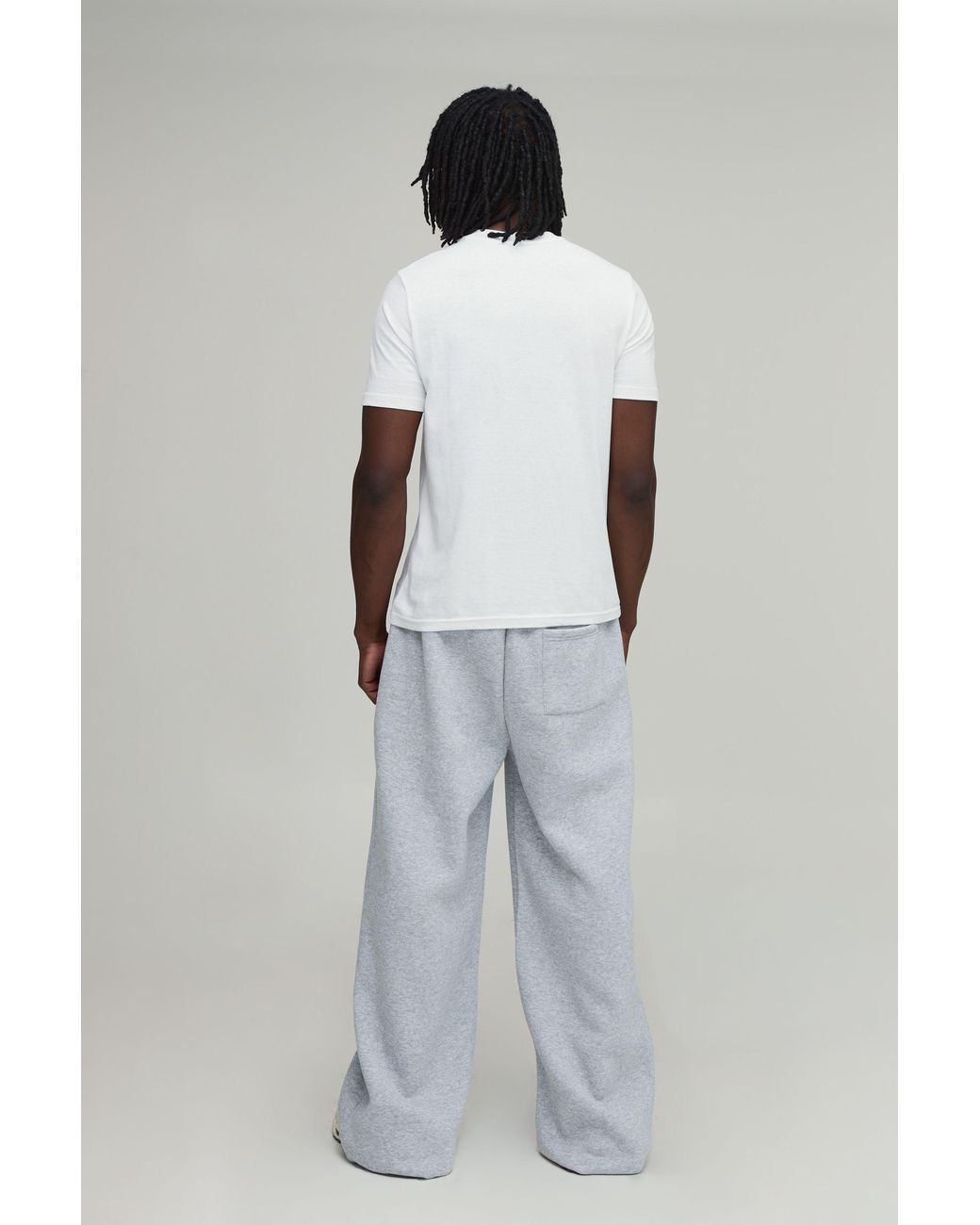 BoohooMAN Gray Tall Wide Leg Abstract Printed Double Waistband Joggers for men