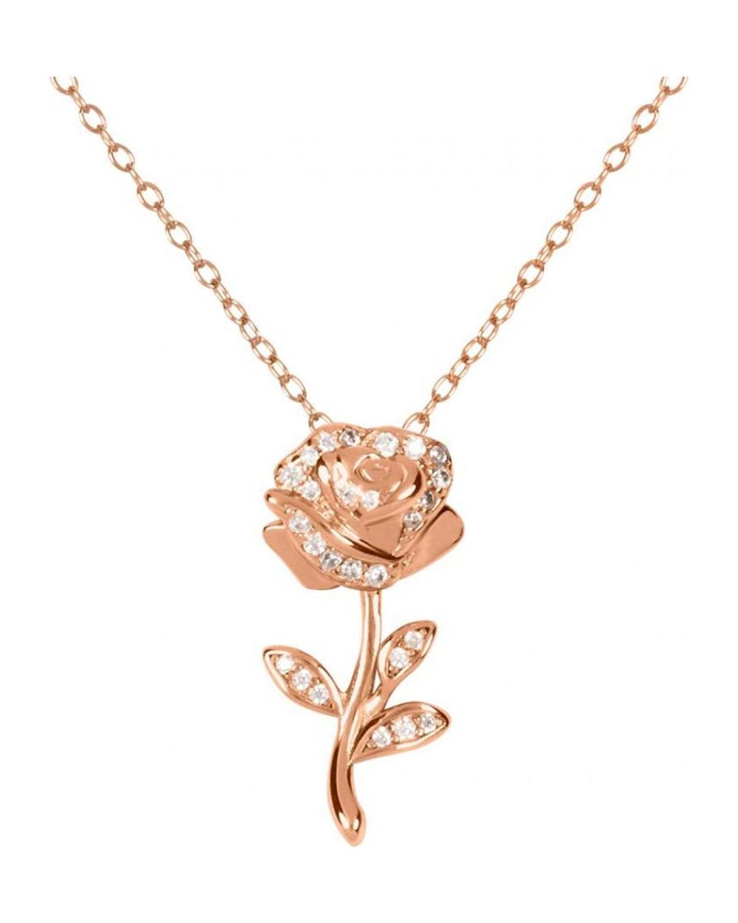 Disney White C902725Tzwl-P-Ph Beauty And The Beast Necklace