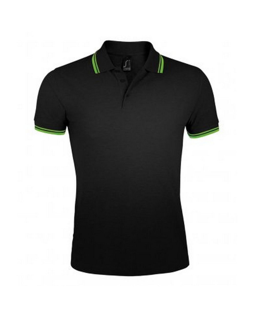 Sol's Black Pasadena Tipped Short Sleeve Pique Polo Shirt /Lime) Cotton for men