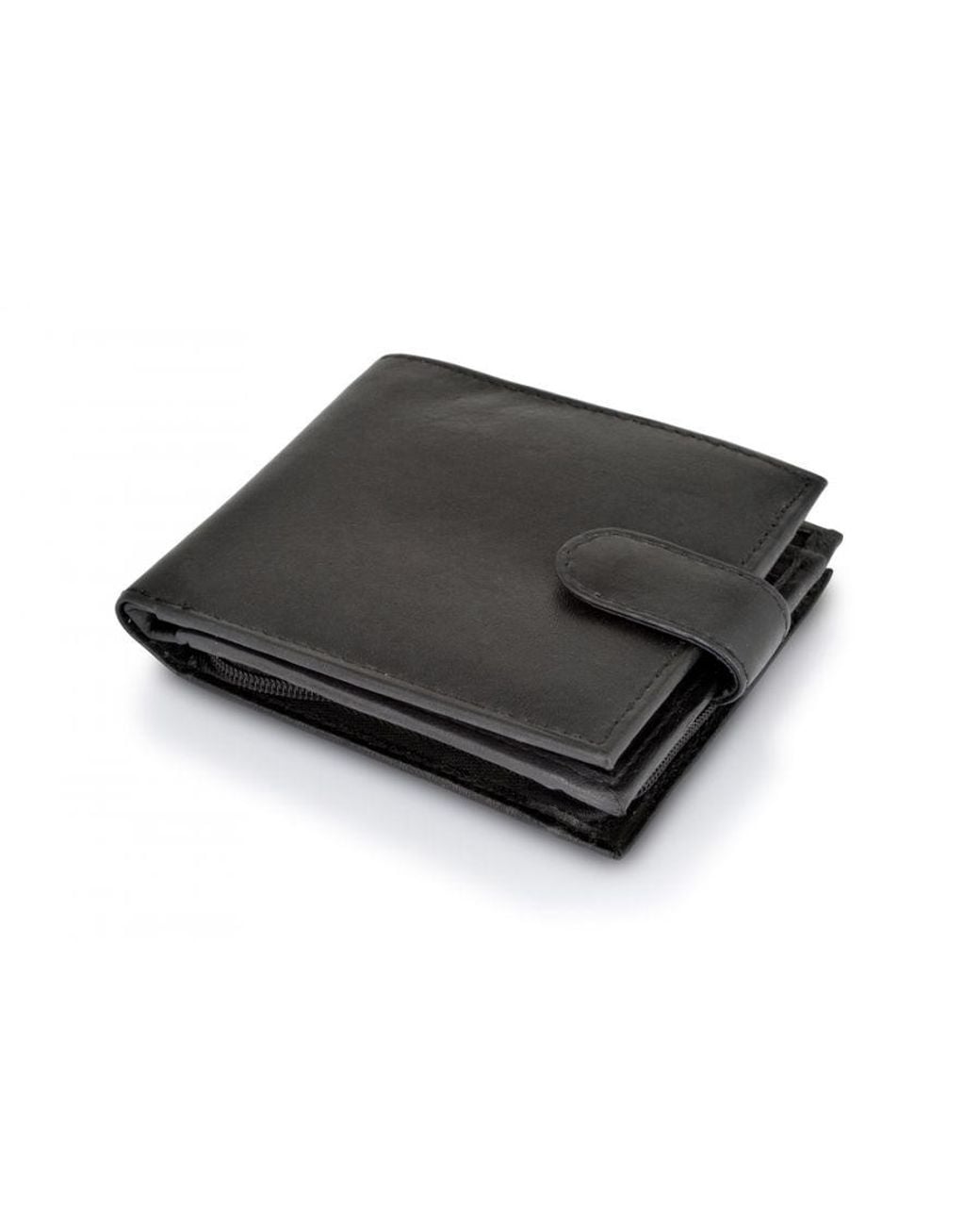 Woodland Leathers Black Leather 4.5" Rfid Multi Pocket Wallet for men